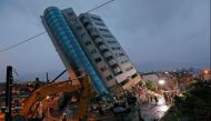 File photo of a damaged residential building is seen after an earthquake hit Hualien, Taiwan February 7, 2018. REUTERS/Tyrone Siu