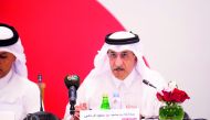 Sheikh Abdulla bin Mohammed Al Thani (left), Ooredoo Chairman during the AGM held yesterday.