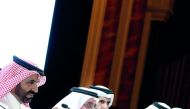 Chairman of the Board of Directors of Mesaieed Petrochemical Holding Company (MPHC) Ahmad Saif Al Sulaiti (second left) and other Board Members at the company’s Annual General Assembly, held at La Cigale Hotel Doha, yesterday.