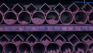 Bars of machine grade steel are seen at the Pacific Machinery & Tool Steel Company on March 6, 2018 in Portland, Oregon.  Natalie Behring/Getty Images/AFP
