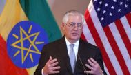 US Secretary of State Rex Tillerson and Minister of Foreign Affairs of Ethiopia, Workneh Gebeyehu (not seen) hold a joint press conference following their meeting in Addis Ababa, Ethiopia on March 08, 2018. ( Minasse Wondimu Hailu - Anadolu Agency )