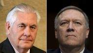 This combination of pictures created on March 13, 2018 shows Rex Tillerson (L) on February 15, 2018 and Mike Pompeo, on January 12, 2017.  AFP / Joseph Eid & Jim Watson
