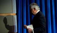 Rex Tillerson, outgoing US Secretary of State leaves after making a statement after his dismissal at the State Department in Washington, DC, March 13, 2018. Secretary of State Rex Tillerson is the latest top official to leave a US administration where tur