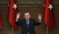 President of Turkey Recep Tayyip Erdogan delivers a speech during the 46th Mukhtars Meeting at Presidential Complex in Ankara, Turkey on March 14, 2018. Murat Kula - Anadolu 
