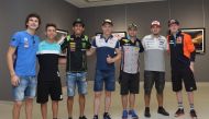 From left: Bradley Smith (Red Bul KTM Factory Racing), Karel Abraham (Angel Nieto Team), Tito Rabat (Reale Avintia Racing), Tom Lüthi (EG 0,0 Marc VDS), Hafizh Syahrin (Monster Yamaha Tech 3), Lorenzo Baldassari (Pons HP 40) and Enea Bastianini (Leopard R