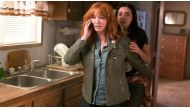 A still of the actors of Bailee Madison (R) and Christina Hendricks from the movie The Strangers: Prey At Night.