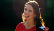 New Zealand's Prime Minister Jacinda Ardern speaks to the media after meeting with former US president Barack Obama at Government House in Auckland on March 22, 2018. AFP / Andy Wharton 
