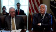 U.S. Secretary of State Rex Tillerson listens as President Donald Trump holds a cabinet meeting at the White House in Washington, U.S., October 16, 2017. REUTERS/Kevin Lamarque/File Photo
