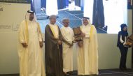 Dr Saad bin Ahmed Al Muhannadi (right), Chairman of Qatar Primary Materials Company (QPMC) with Mohammed bin Ahmed bin Towar Al Kuwari (left), Vice-Chairman, Qatar Chamber and Omani officials during the primary materials management conference in Muscat.