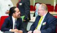 Dr César O Malavé, Dean of Texas A&M at Qatar speaks with one of the participants at the workshop.