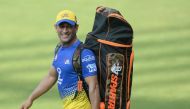 Chennai Super Kings captain Mahendra Singh Dhoni arrives for the training session at the Wankhede Stadium in Mumbai on April 6, 2018. Chennai Super Kings plays against Mumbai Indians during the 2018 Indian Premier League (IPL) Twenty20 cricket tournament 