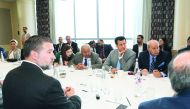 Sheikh Faisal bin Qassim Al Thani (third right), Chairman of the Qatari Businessmen Association, with other officials at one of the roundtable sessions held on the sidelines of Qatar-US Economic Forum.