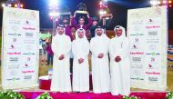 The podium winners of 130/140cm class along with officials pose for a group photo yesterday. 