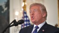 US President Donald Trump addresses the nation on the situation in Syria April 13, 2018 at the White House in Washington, DC.  AFP / Mandel NGAN
