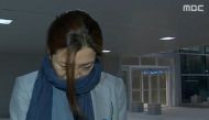 Cho Hyun-min, a senior vice president at Korean Air Lines and a daughter of its chairman Cho Yang-ho, arrives at Incheon International Airport in Incheon, South Korea, in this still image from MBC exclusive news report footage obtained by Yonhap on April 