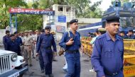 Police patrol outside Jodhpur Central Jail, where Asaram Bapu has been held since September 2013, in Jodhpur in the desert state of Rajasthan, India, April 25, 2018. REUTERS/Stringer