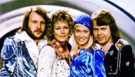 Swedish pop group Abba: Benny Andersson, Anni-Frid Lyngstad, Agnetha Faltskog and Bjorn Ulvaeus pose after winning the Swedish branch of the Eurovision Song Contest with their song 