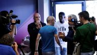FC Barcelona's Andres Iniesta after the press conference REUTERS/Albert Gea
