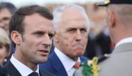 French President Emmanuel Macron visits an Australian Navy base at Garden Island in Sydney on May 2, 2018.  / AFP / POOL / LUDOVIC MARIN /