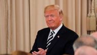 U.S. President Donald Trump arrives for a swearing-in ceremony for U.S. Secretary of State Mike Pompeo at the State Department in Washington, U.S., May 2, 2018. REUTERS/Jonathan Ernst