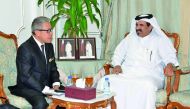  Mohamed bin Ahmed bin Towar Al Kuwari (right), Qatar Chamber Vice-Chairman; with Dato Wan Latif Wan Musa, deputy CEO of Malaysia External Trade Development Corporation (MATRADE), during their meeting at Qatar Chamber premises, yesterday.
