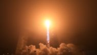 The NASA InSight spacecraft launches onboard a United Launch Alliance Atlas-V rocket on May 5, 2018, from Vandenberg Air Force Base in California.  / AFP / Robyn Beck
