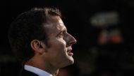 French President Emmanuel Macron delivers a speech during a traditional costume ceremony at the Jean-Marie Tjibaou cultural center in Noumea, New Caledonia, on May 5, 2018, at the end of his three-day visit to the French overseas territory. / AFP / Ludovi