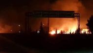 A picture released by the official Syrian Arab News Agency (SANA) early on May 9, 2018 purportedly shows what they say is the aftermath of two intercepted Israeli missiles near Damascus.  AFP / SANA  

