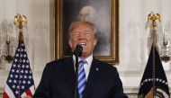 US President Donald Trump announces to withdraw from the JCPOA Iran nuclear agreement during a statement in the Diplomatic Room at the White House, May 8, 2018. (Reuters / Jonathan Ernst)
