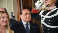 Silvio Berlusconi (C), leader of the right-wing party 