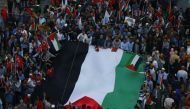 Demonstrators shout slogans during a protest in support of Palestinians and against the US moving its embassy to Jerusalem, in Istanbul, Turkey May 14, 2018. Reuters/Osman Orsal