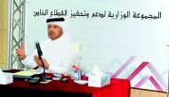 Khamis Al Mohannadi, Head of the Technical Committee for the Encouragement and Participation of the Private Sector in Economic Development Projects addressing the media at QNA headquarters.
