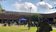 Law enforcement officers are responding to Santa Fe High School following a shooting incident in this Harris County Sheriff office, Santa Fe, Texas, U.S., photo released on May 18, 2018. HCSO/handout via Reuters