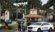 Police block off the entrance to the Trump National Doral Miami resort on May 18, 2018 in Doral, Florida.  Joe Raedle/Getty Images/AFP