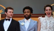 (From Left) US actor Alden Ehrenreich, US actor Donald Glover and British actress Phoebe Waller-Bridge pose as they arrive on May 15, 2018 for the screening of the film 