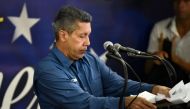 Venezuelan opposition presidential candidate Henri Falcon speaks during a press conference after the National Electoral Council (CNE) announced the results of the voting on election day in Venezuela, on May 20, 2018.  / AFP / Carlos Becerra 
