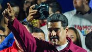Venezuelan President Nicolas Maduro gestures after the National Electoral Council (CNE) announced the results of the voting on election day in Venezuela, on May 20, 2018.  AFP / Juan Barreto