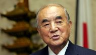 File Photo: Former Japanese prime minister Yasuhiro Nakasone speaks during an interview at his office in Tokyo, Japan November 22, 2005. Reuters/Toshiyuki Aizawa/File Photo
