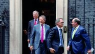 Frans van Houten, Chief Executive Officer of Philips, Carl-Henric Svanberg Chairman of BP, Svein Richard Brandtzaeg, Chief Executive Officer of Norsk Hydro, and Paul Bulcke, Chairman of Nestle SA, leave 10 Downing Street in London, Britain, May 30, 2018. 