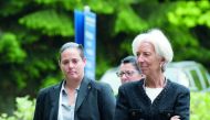 Christine Lagarde(R), Managing Director of the International Monetary Fund attends the opening of the G7 Finance Ministers and Central Bank Governors conferenceon May 31, 2018 at the Squamish Lil' wat Cultural Centre in Whistler, British Columbia.  AFP / 