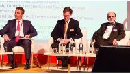 Dr R Seetharaman (right), CEO of Doha Bank, along with other dignitaries at a panel discussion at the 50th ICMA Annual General Meeting & Conference, which concluded on June 1 in Madrid. 