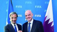 The President of the Qatar Football Federation (QFA) Sheikh Hamad bin Khalifa bin Ahmed Al Thani (left) with FIFA chief Gianni Infantino at the FIFA headquarters in Zurich in this file photo. 
