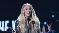 2018 CMT Music Awards - Show - Nashville, Tennessee, U.S., June 6, 2018 - Carrie Underwood accepts an award. REUTERS/Harrison Mcclary
