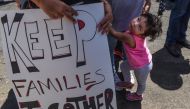 People participate in a protest against recent U.S. immigration policy of separating children from their families when they enter the United States as undocumented immigrants, in front of a Homeland Security facility in Elizabeth, NJ, U.S., June 17, 2018.