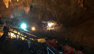 Rescue teams are seen inside of the Tham Luang caves where 13 members of an Under 16 soccer team were trapped in the northern province of Chiang Rai, Thailand, June 25, 2018. REUTERS/Stringer