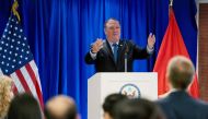 US Secretary of State Mike Pompeo speaks at a Business Community reception at the Metropole Hotel in Hanoi, Vietnam on July 8, 2018. (AFP / Andrew Harnik)