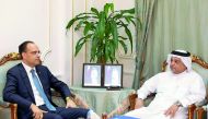 Mohammed bin Ahmed Al Obaidly (right), Qatar Chamber Board Member with Roberto Moncalvo, President of Coldiretti Association, during their meeting at Qatar Chambers premises.