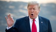 US President Donald Trump speaks to the media as he walks to Marine One prior to departure from the South Lawn of the White House in Washington, DC, July 10, 2018, as they travel on a week-long trip to Europe, with stops in Brussels, London, Scotland and 