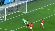 Belgium's Eden Hazard scores their second goal past England's Jordan Pickford. (REUTERS/Michael Dalder)