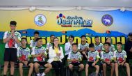 The 12 boys and their soccer coach who were rescued from a flooded cave arrive for a news conference in the northern province of Chiang Rai, Thailand, July 18, 2018. REUTERS/Soe Zeya Tun
